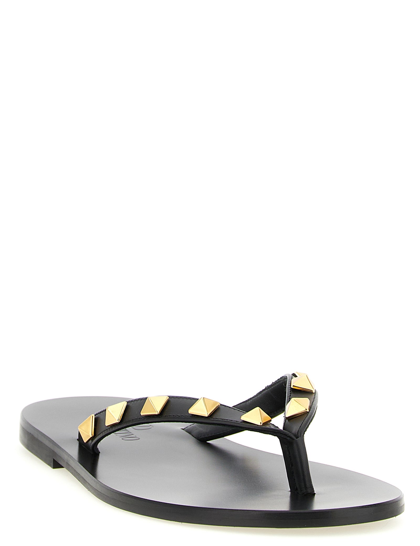 Valentino Garavani Black Calfskin Thong Sandals