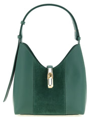 Furla Forest Green Calfskin and Suede Hobo Bag