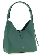 Furla Forest Green Calfskin and Suede Hobo Bag