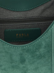 Furla Forest Green Calfskin and Suede Hobo Bag