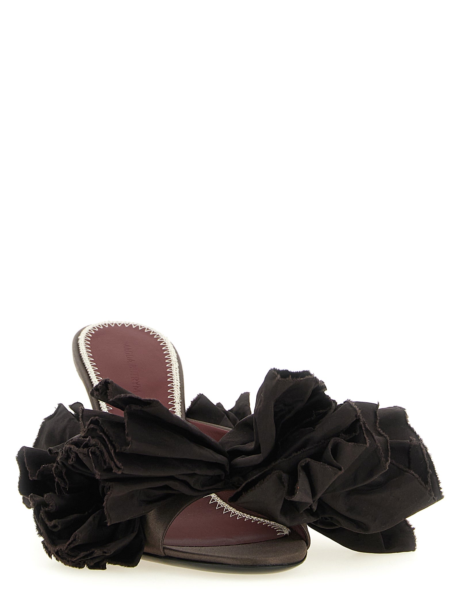 Magda Butrym Brown Viscose Silk Stiletto Heel Sandals