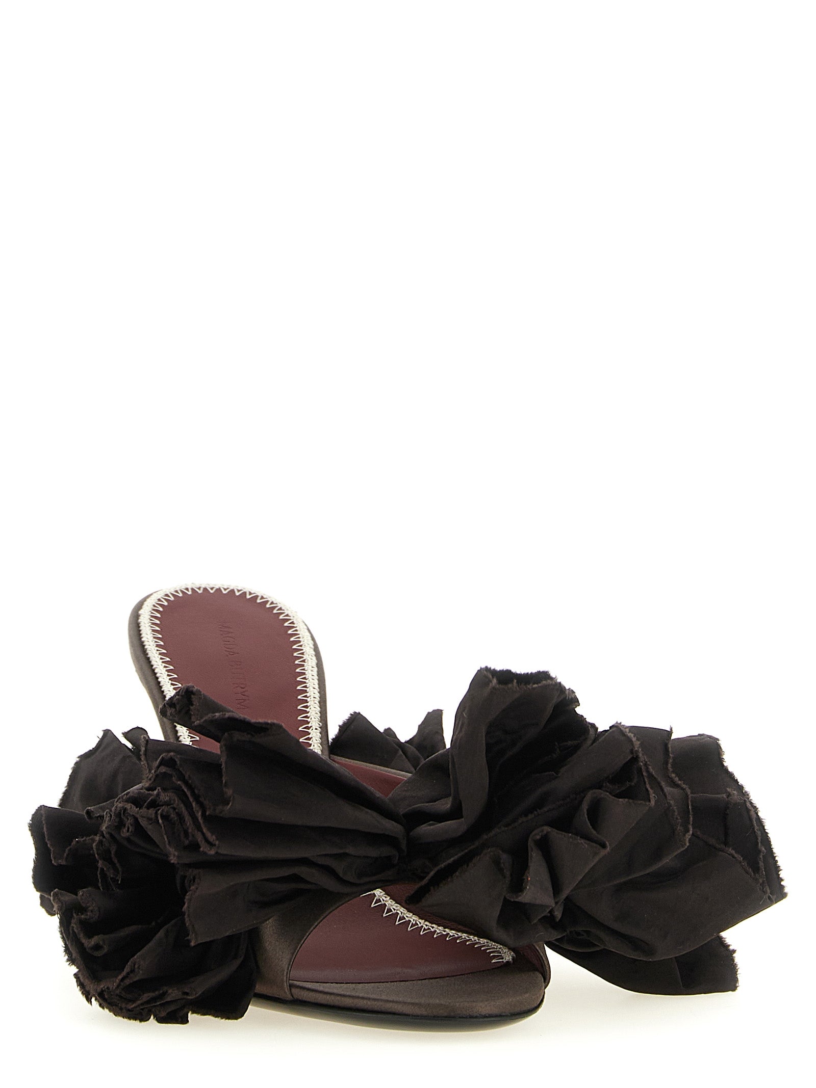 Magda Butrym Brown Viscose Silk Stiletto Heel Sandals