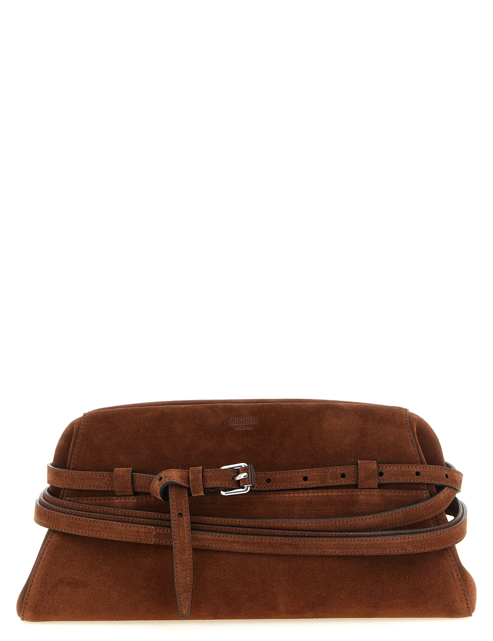 Moschino Brown Calfskin Clutch Bag
