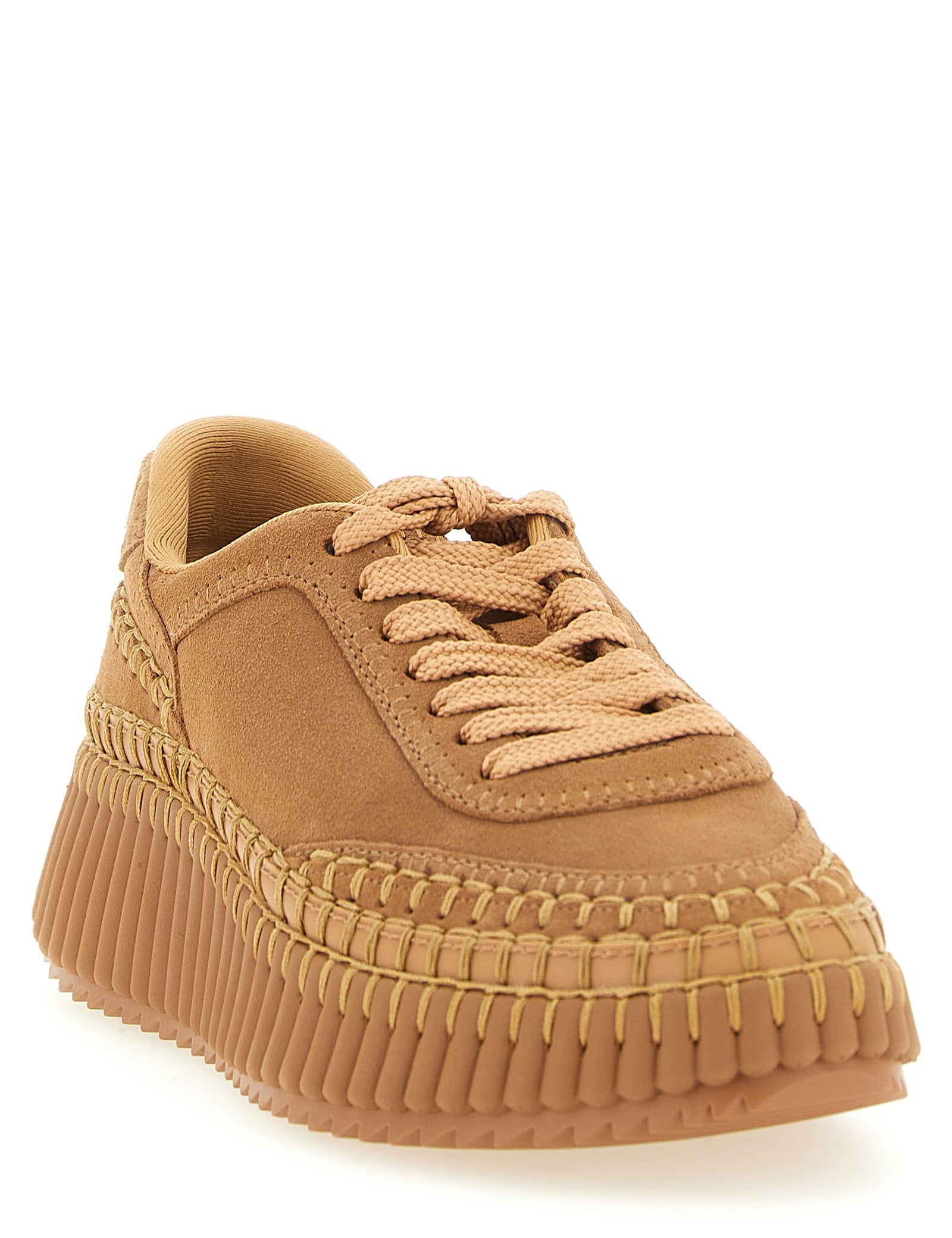 Chloé Beige Polyester Platform Sneakers