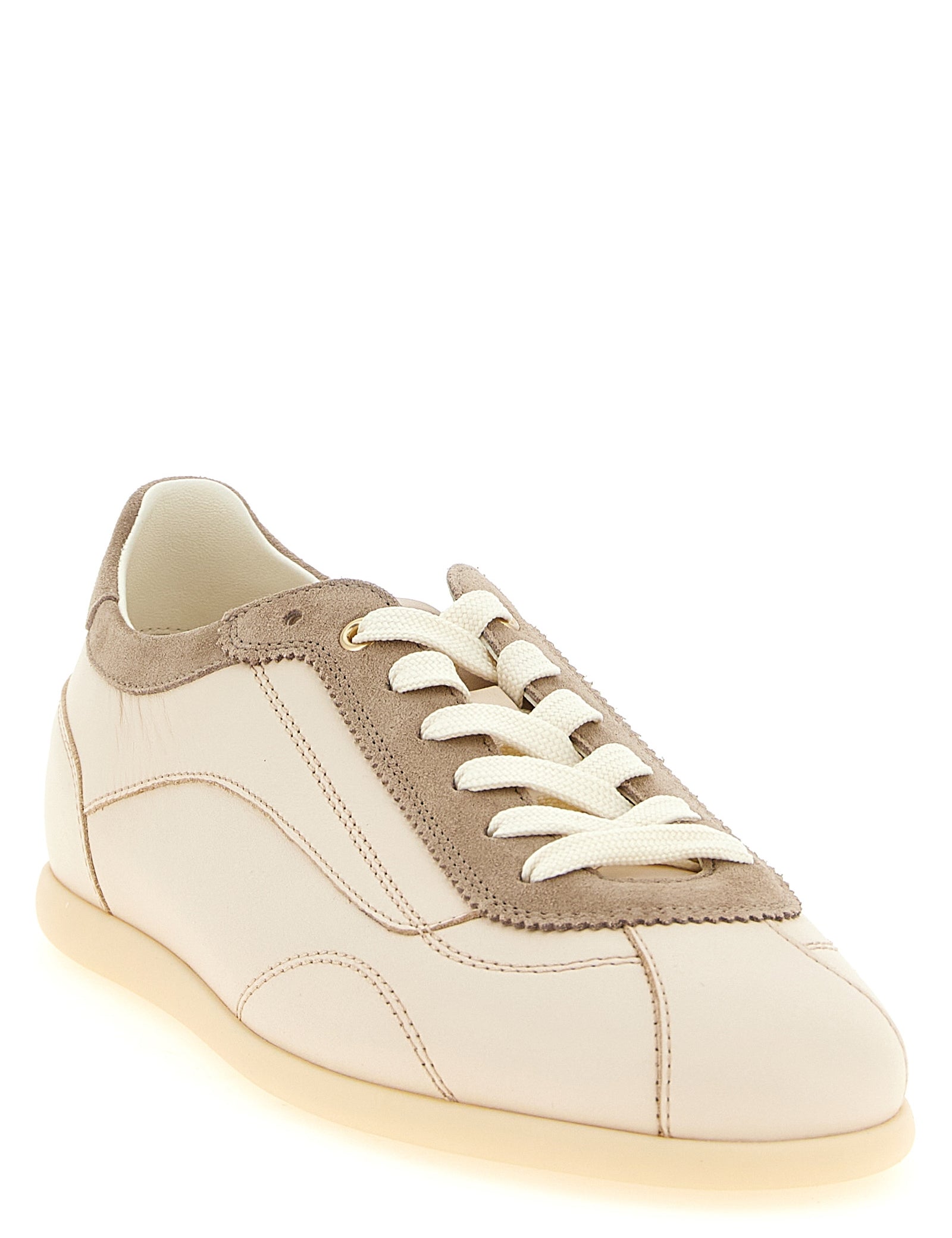 Brunello Cucinelli Beige Calfskin Low Top Sneakers