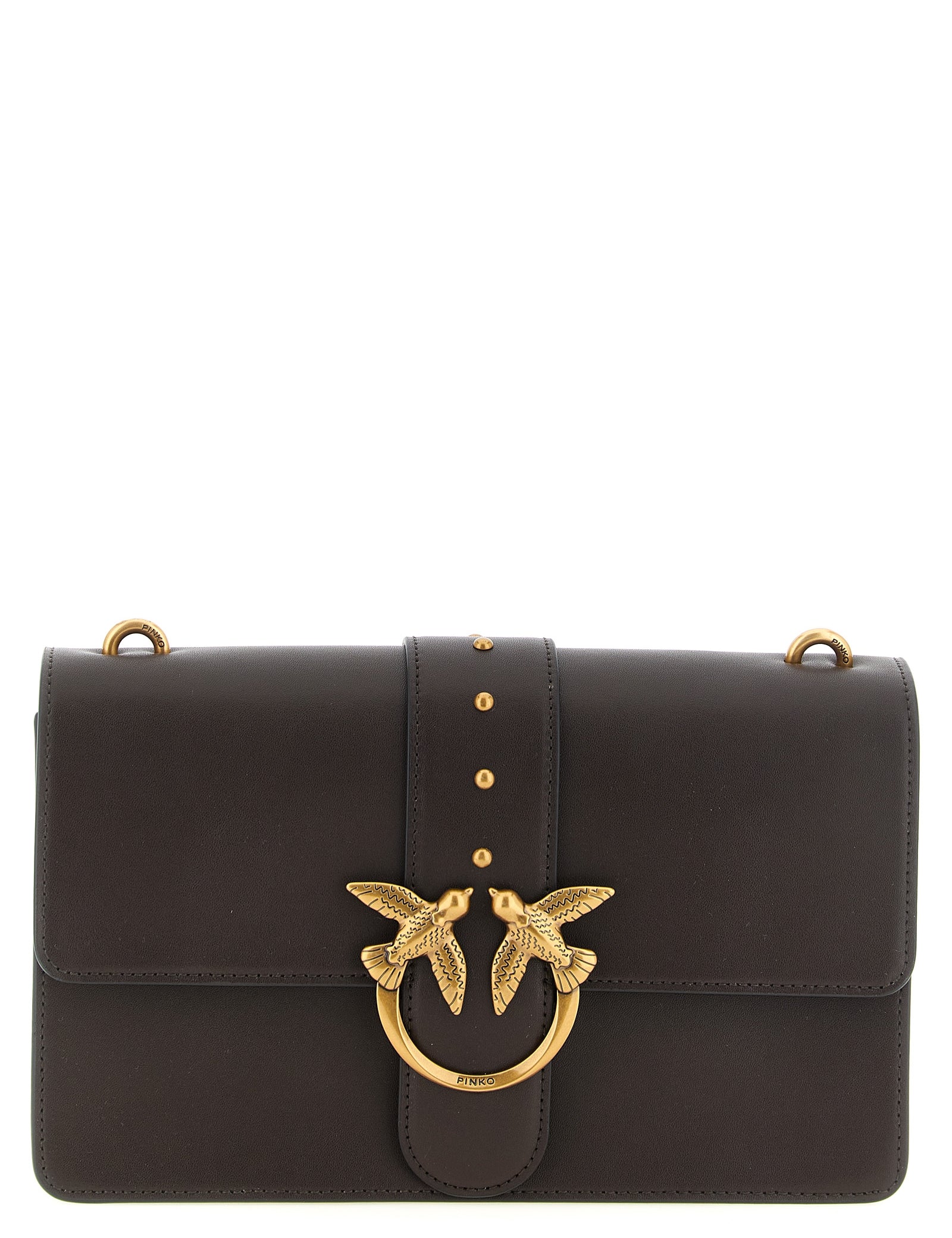 PINKO Dark Brown Calfskin Crossbody Bag
