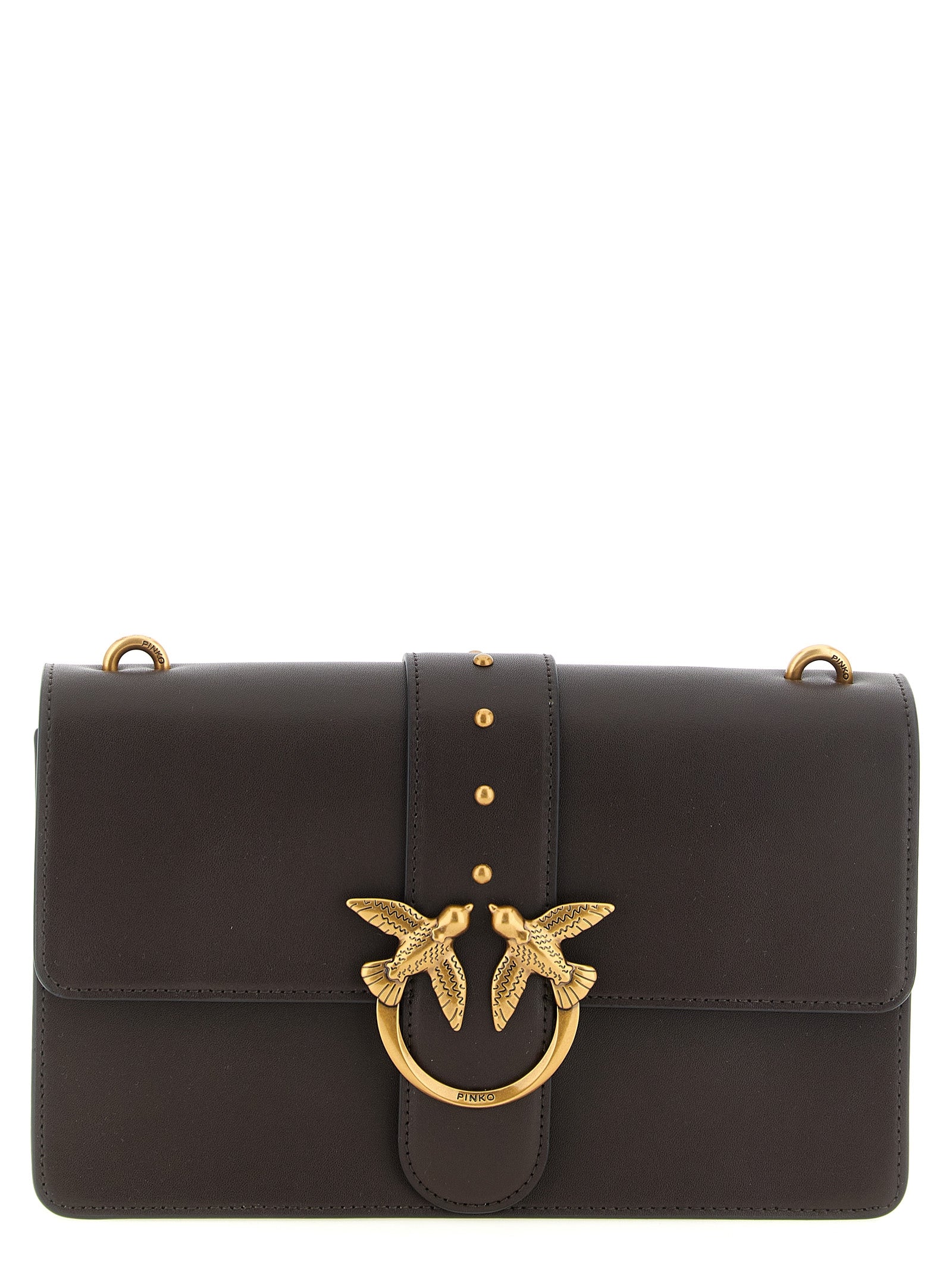 PINKO Dark Brown Calfskin Crossbody Bag