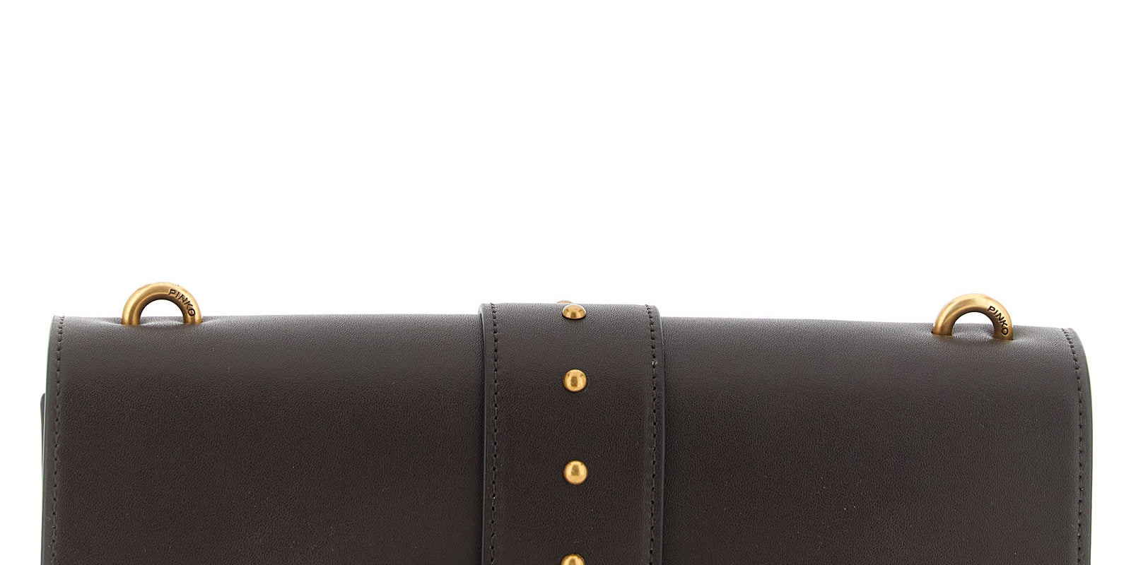PINKO Dark Brown Calfskin Crossbody Bag