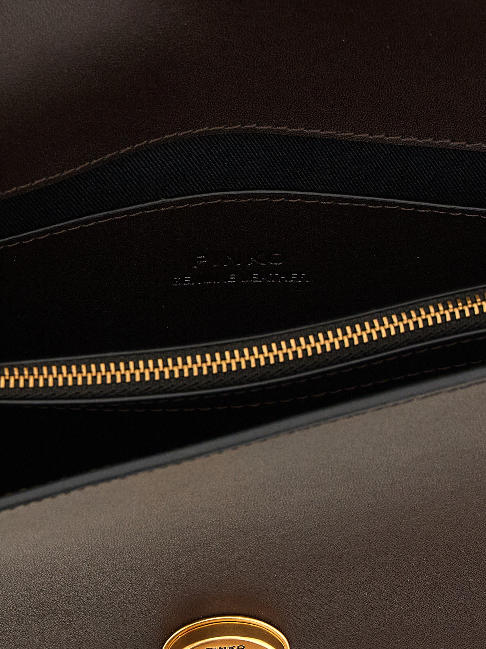 PINKO Dark Brown Calfskin Crossbody Bag