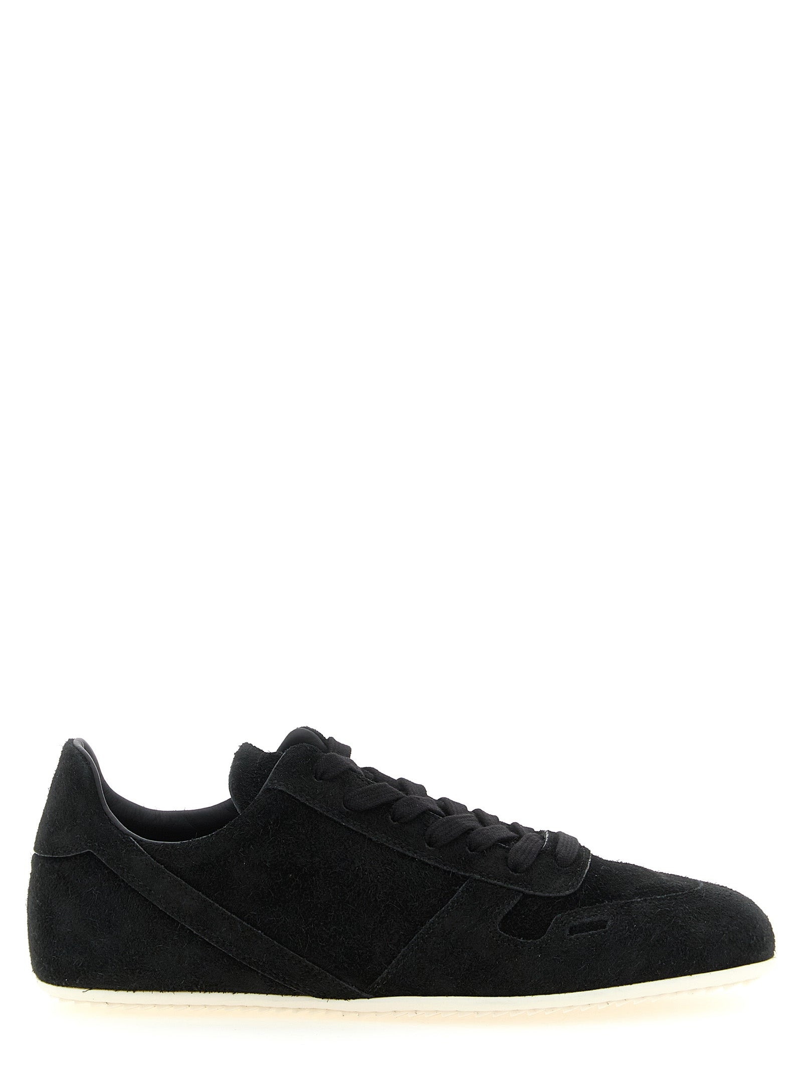 Rick Owens White/Black Calfskin Low Top Sneakers