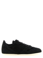 Rick Owens White/Black Calfskin Low Top Sneakers
