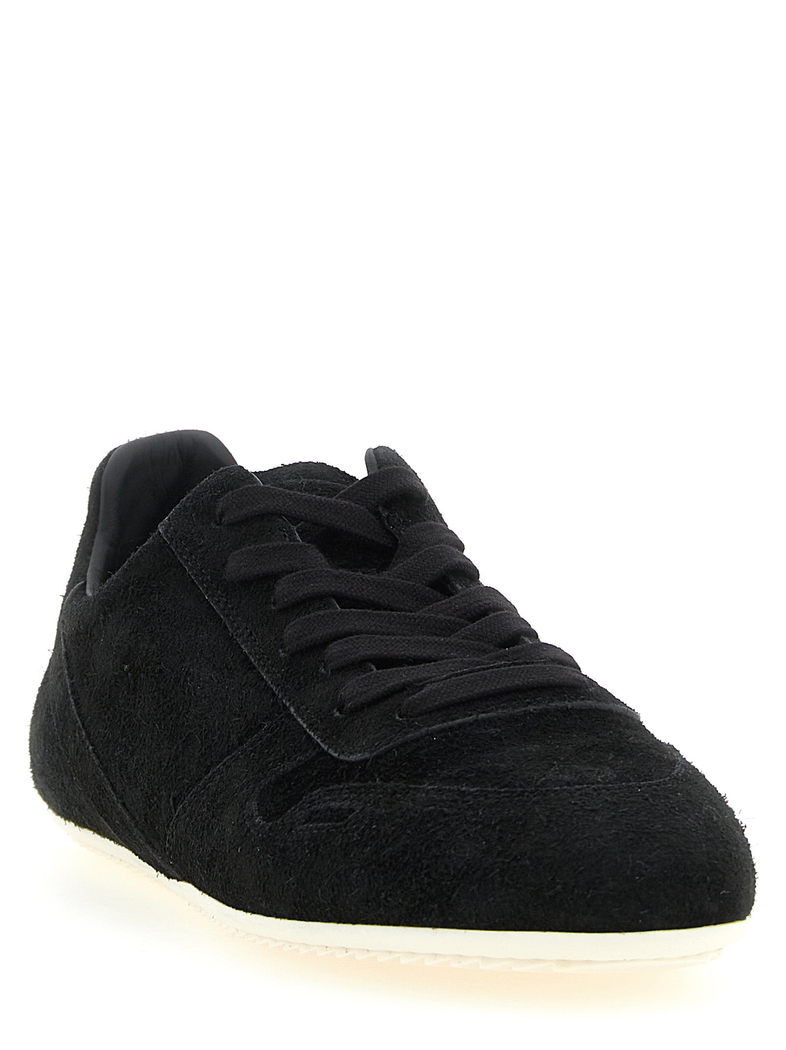 Rick Owens White/Black Calfskin Low Top Sneakers