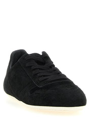 Rick Owens White/Black Calfskin Low Top Sneakers