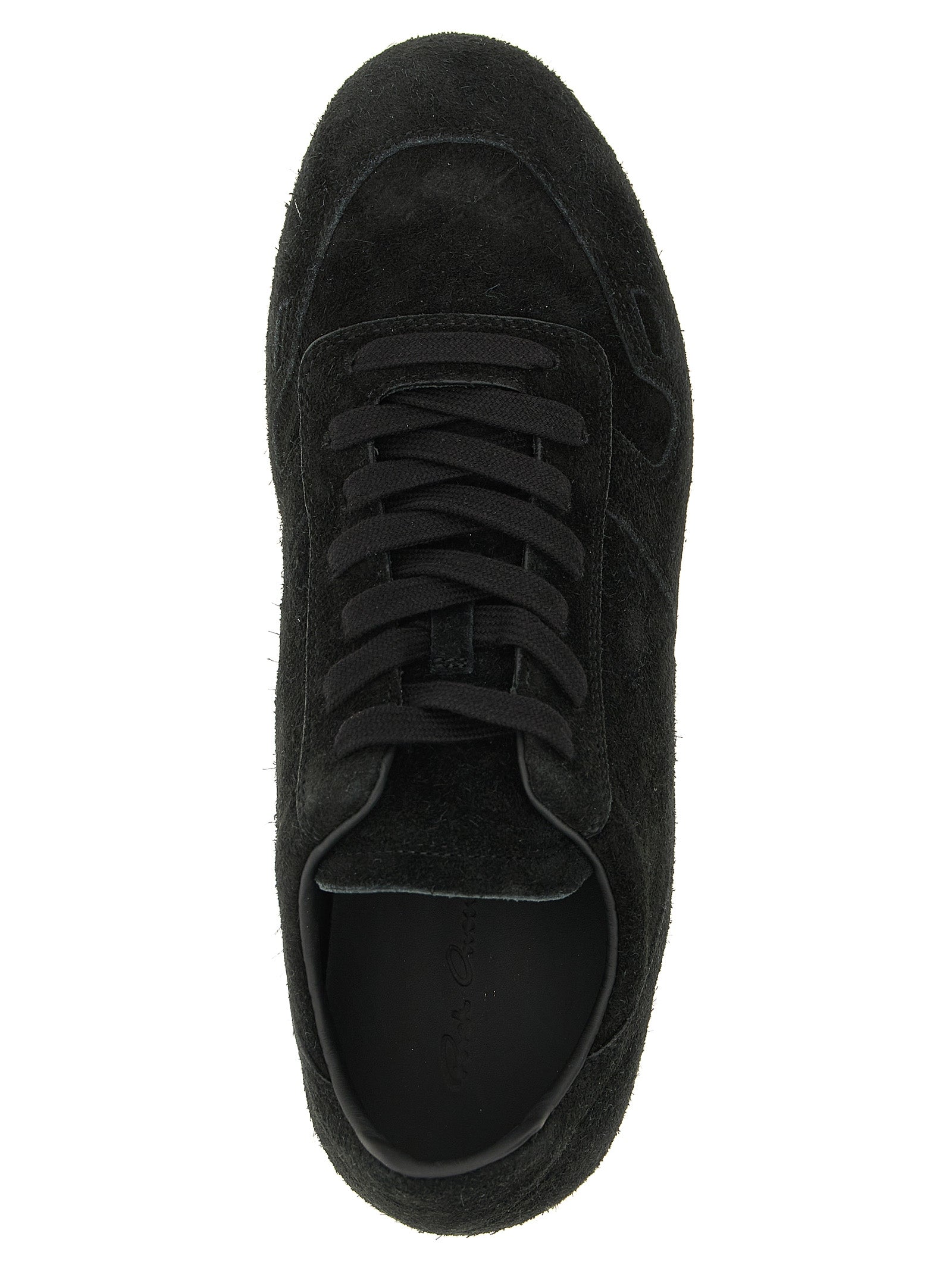 Rick Owens White/Black Calfskin Low Top Sneakers