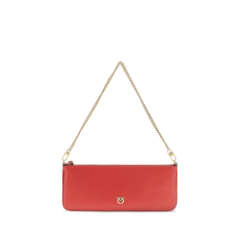 PINKO Red Calf Leather Shoulder Bag