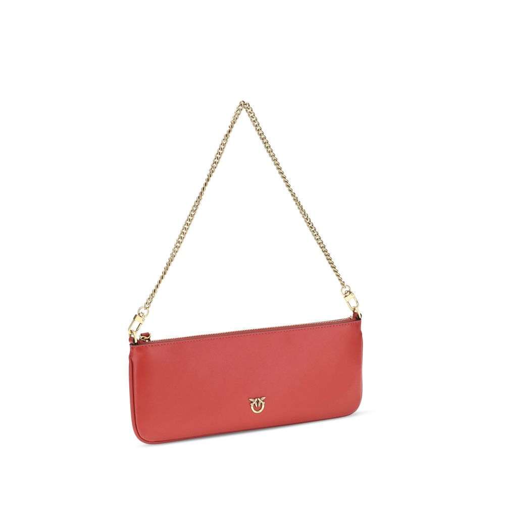 PINKO Red Calf Leather Shoulder Bag
