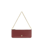 PINKO Bordeaux Calf Leather Shoulder Bag
