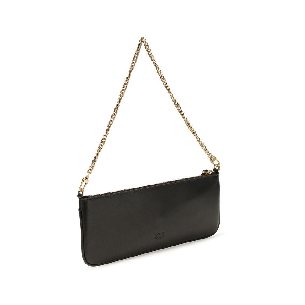 PINKO Black Calf Leather Shoulder Bag
