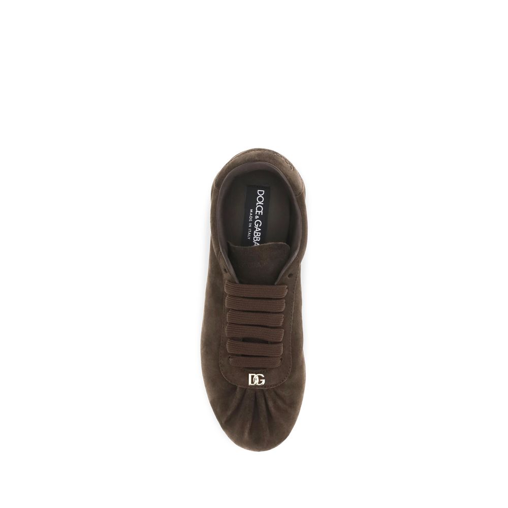 Dolce & Gabbana Brown Suede Low Top Sneakers