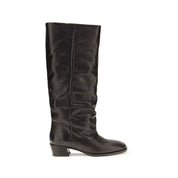 P.A.R.O.S.H. Brown Calf Leather Flat Boots