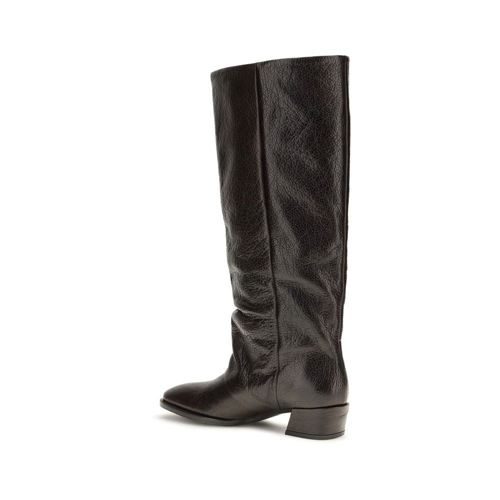 P.A.R.O.S.H. Brown Calf Leather Flat Boots
