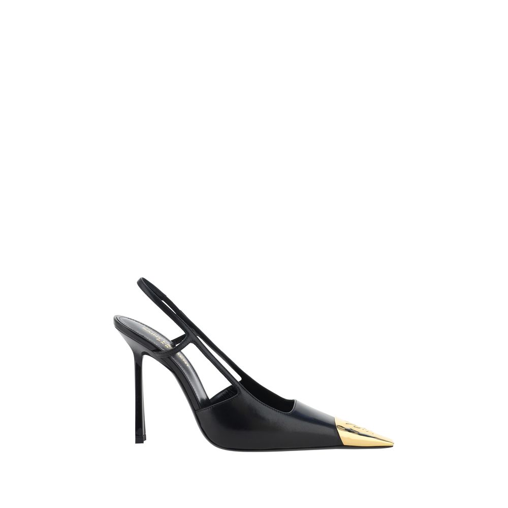 Saint Laurent Black Lambskin High-Heel Pumps
