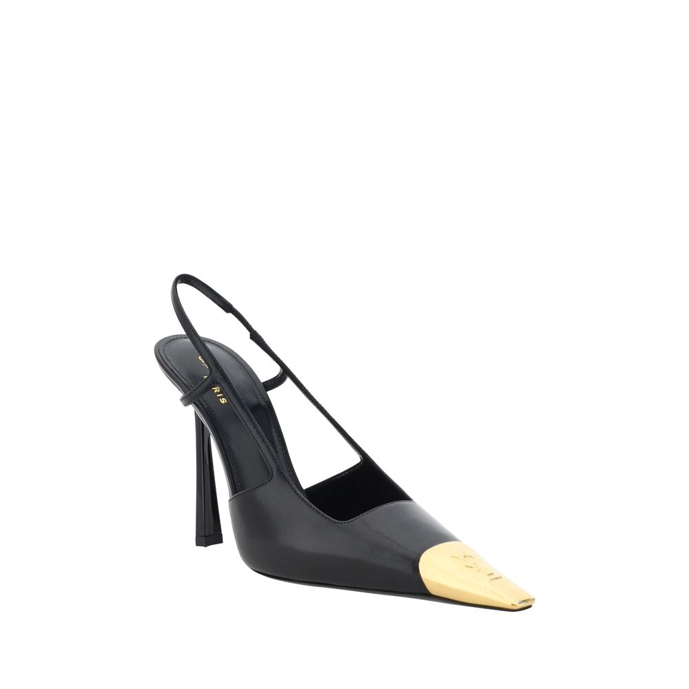 Saint Laurent Black Lambskin High-Heel Pumps