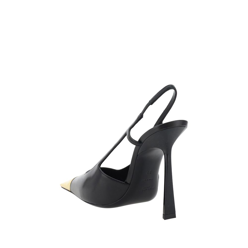 Saint Laurent Black Lambskin High-Heel Pumps