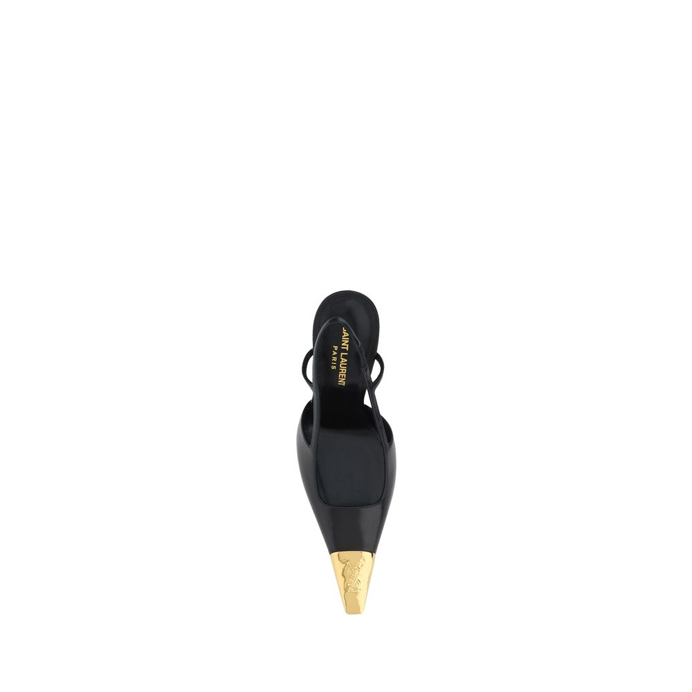 Saint Laurent Black Lambskin High-Heel Pumps