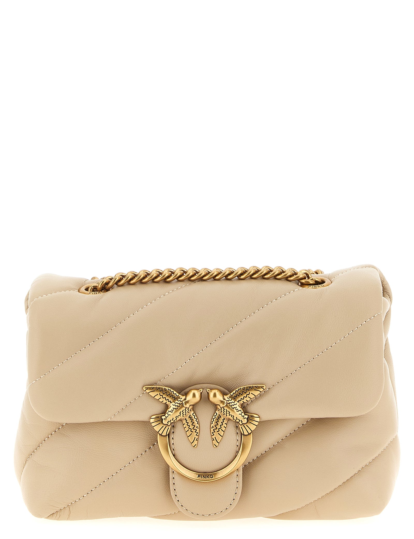 PINKO Beige Lambskin Crossbody Bag