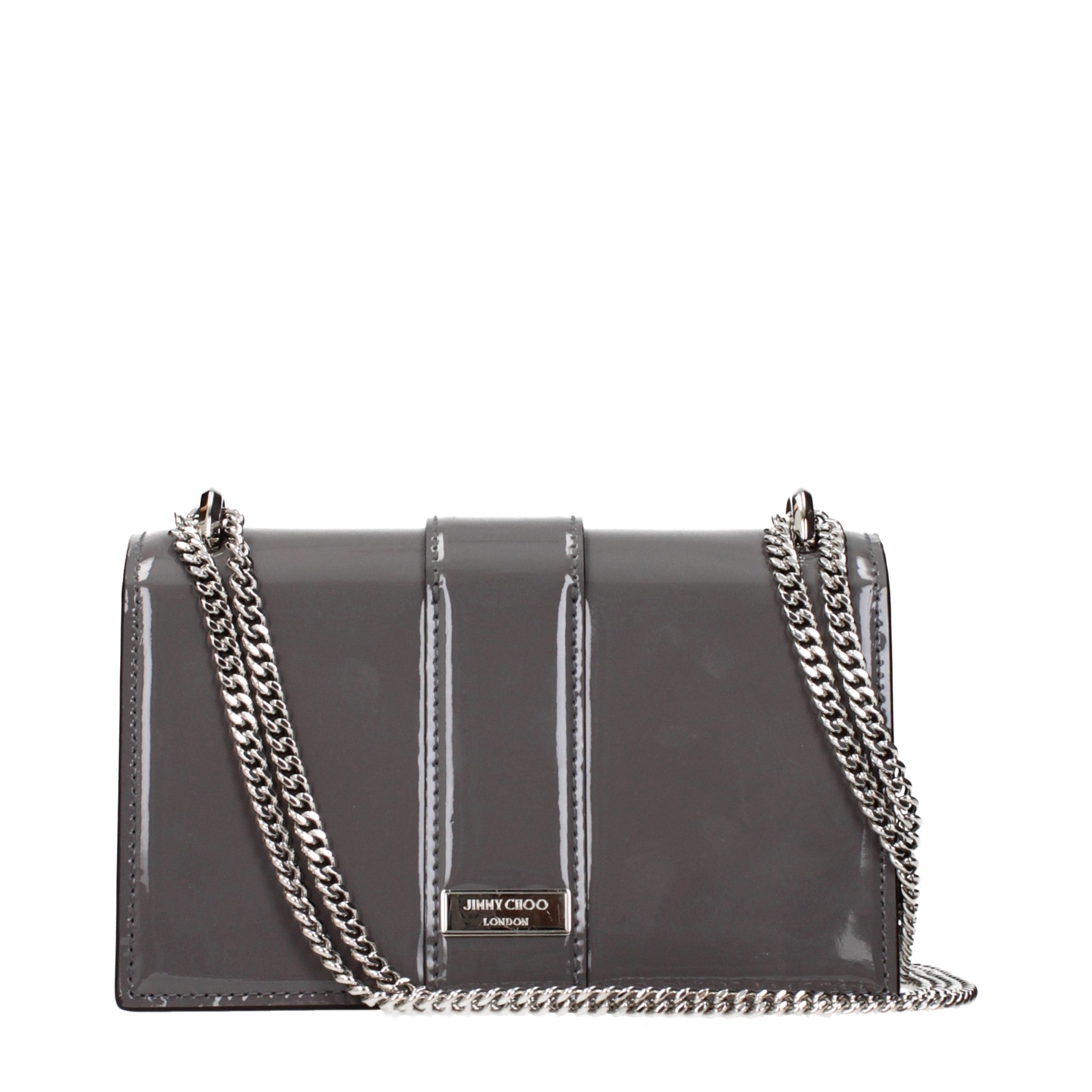 Jimmy Choo Gray Patent Leather Shoulder Bag