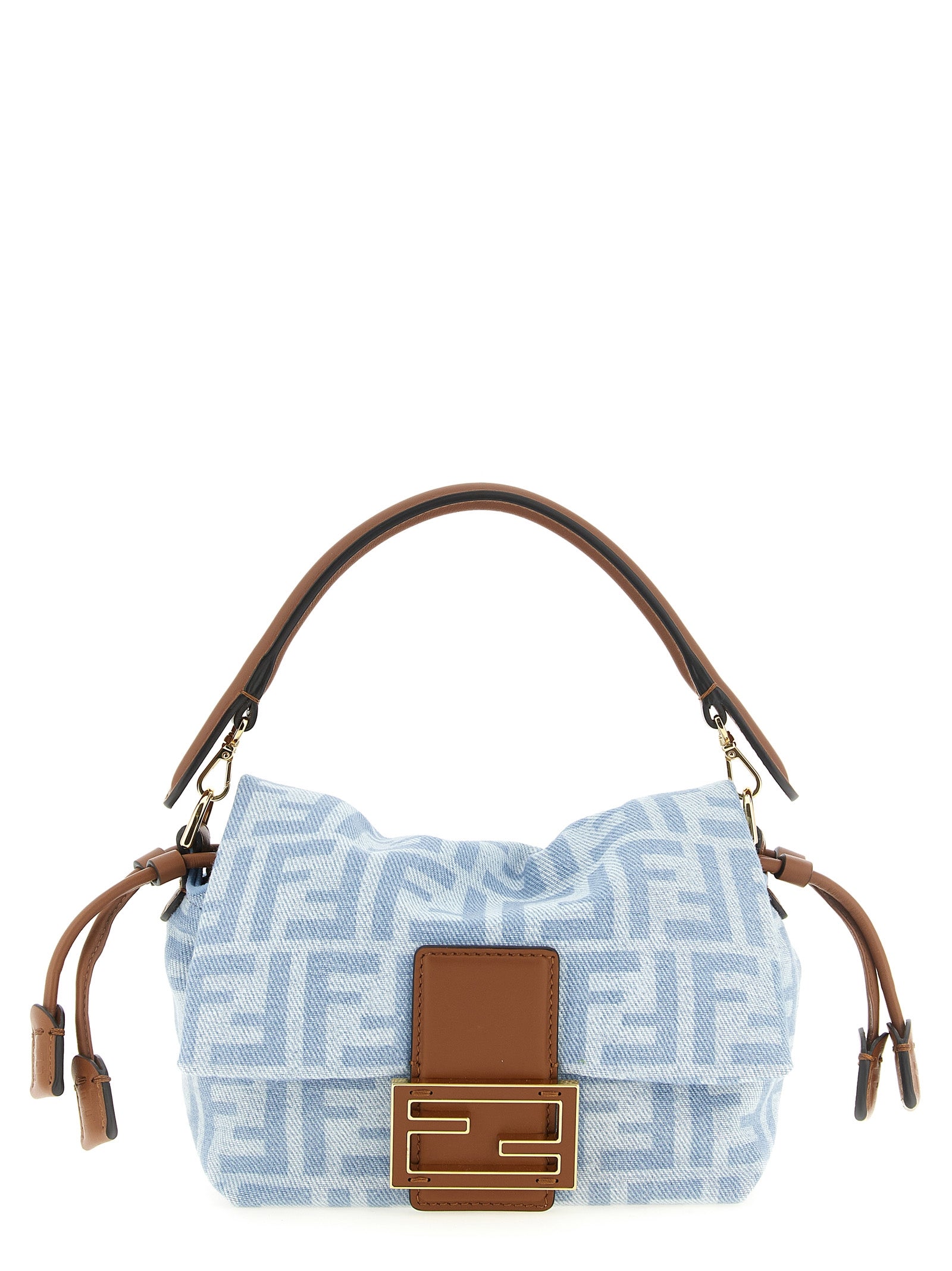 Fendi Light Blue Cotton Denim Small Handbag