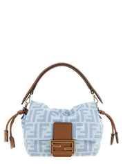 Fendi Light Blue Cotton Denim Small Handbag