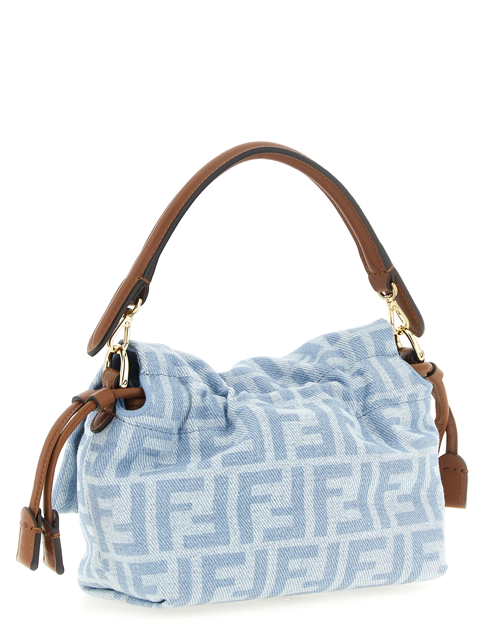Fendi Light Blue Cotton Denim Small Handbag