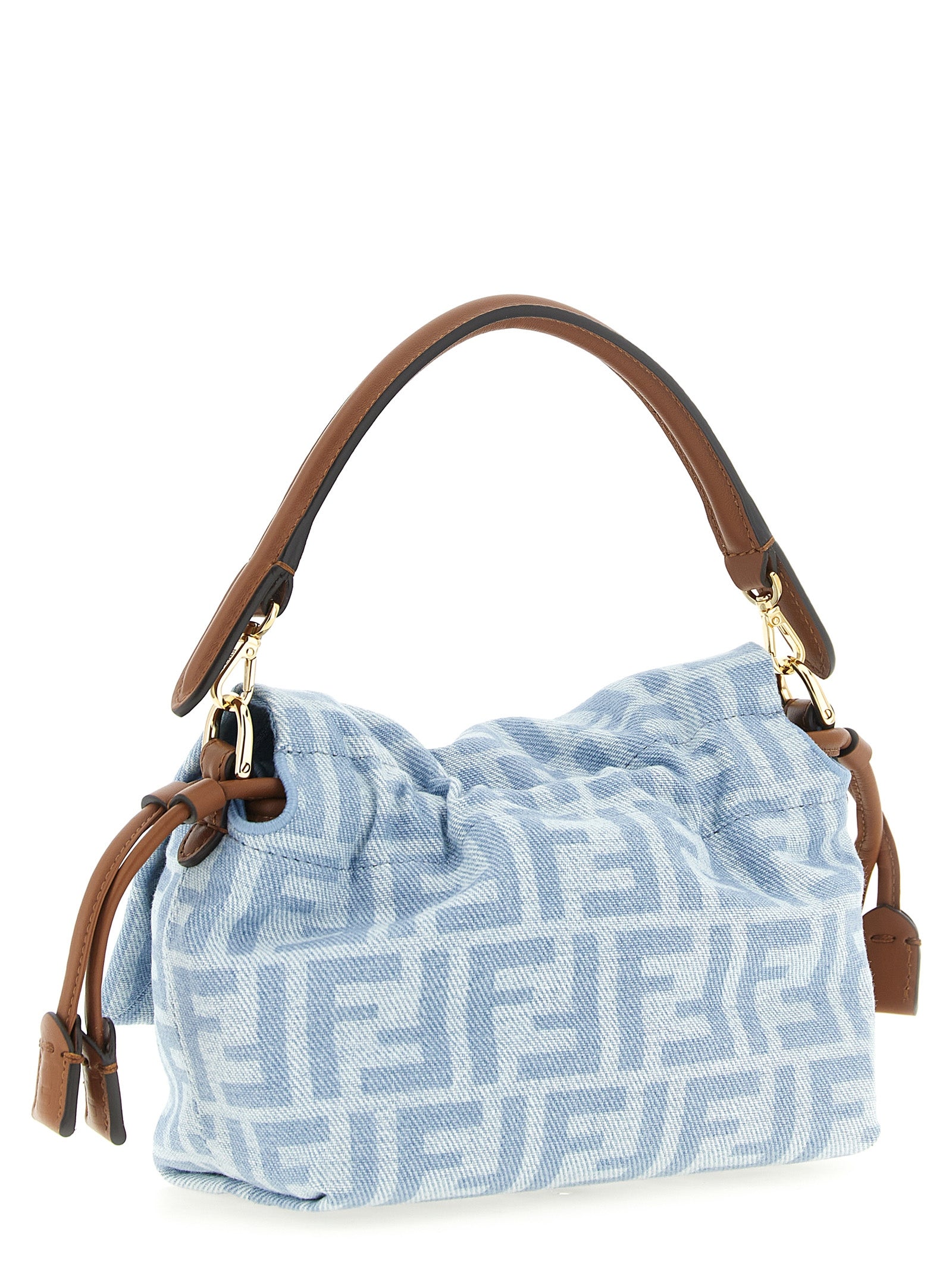 Fendi Light Blue Cotton Denim Small Handbag