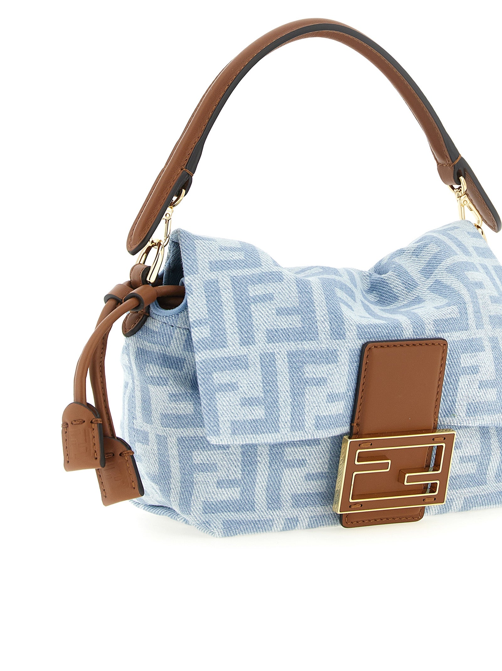 Fendi Light Blue Cotton Denim Small Handbag