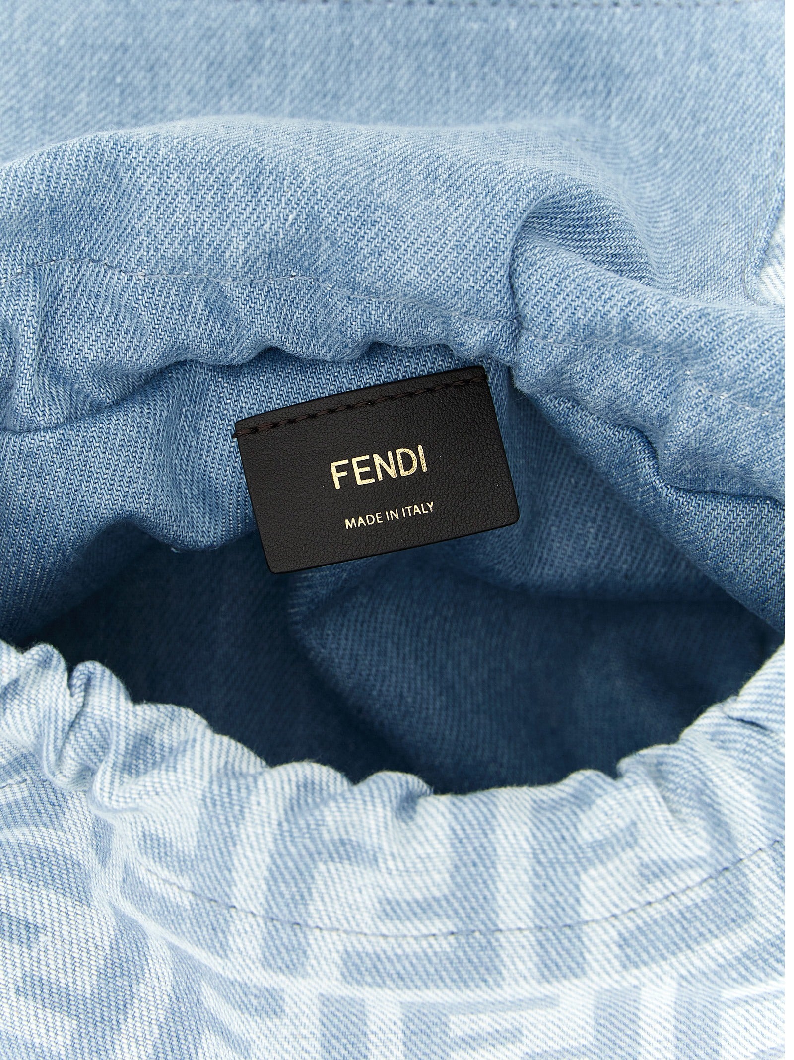 Fendi Light Blue Cotton Denim Small Handbag