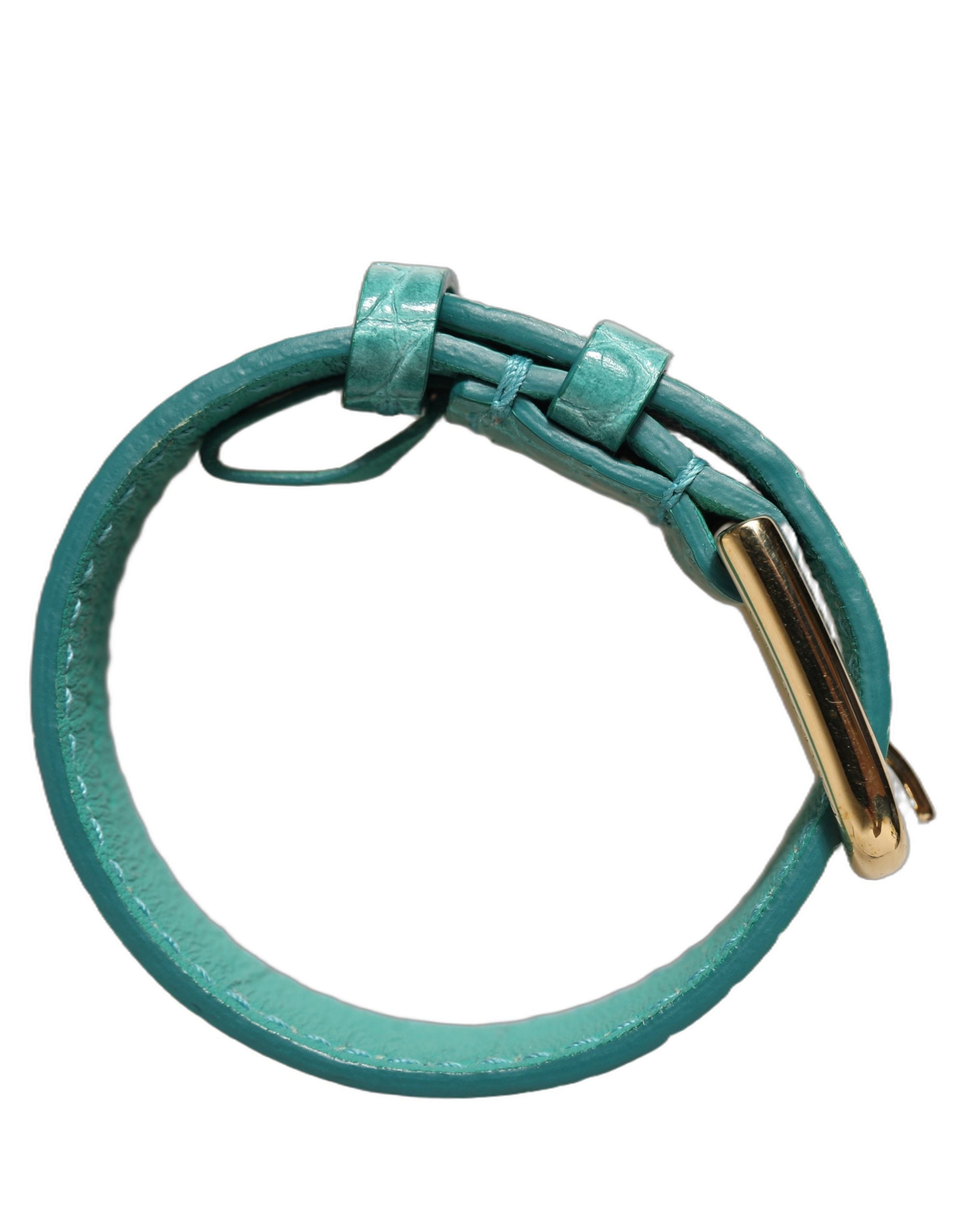 Dolce & Gabbana Blue Leather Belt Strap Bracelet