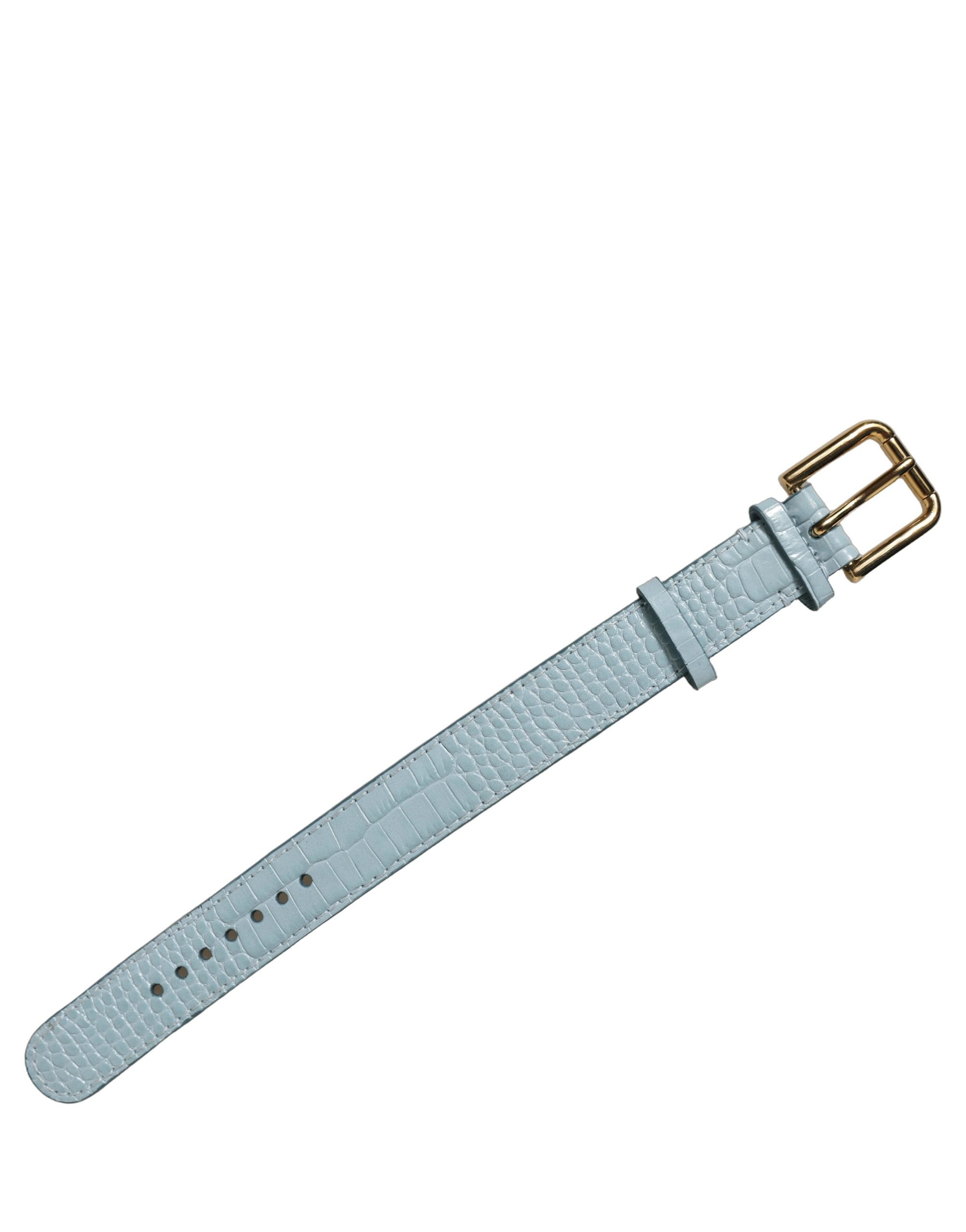 Dolce & Gabbana Blue Embossed Leather Belt Strap Bracelet