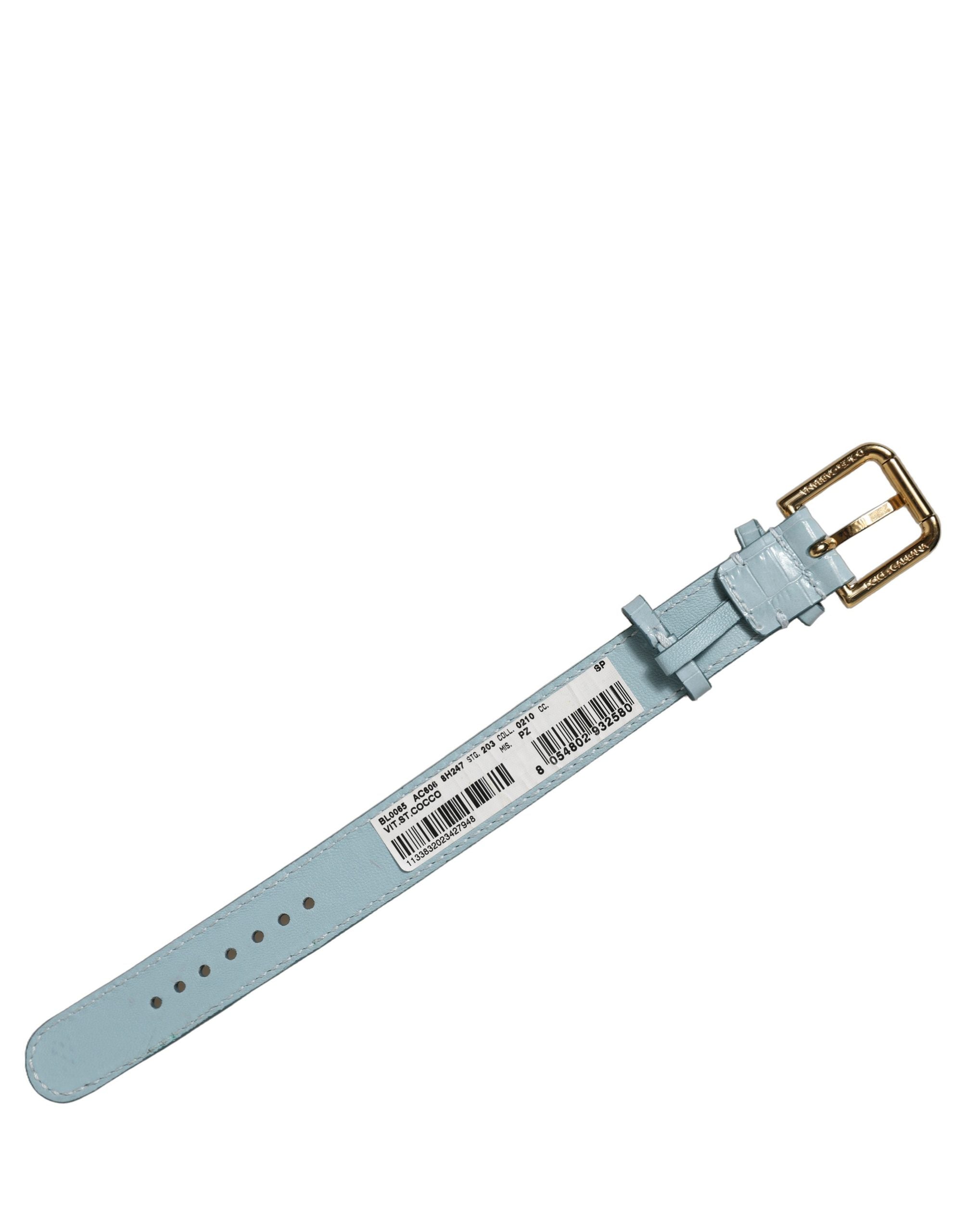 Dolce & Gabbana Blue Embossed Leather Belt Strap Bracelet