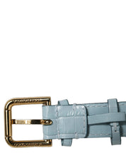 Dolce & Gabbana Blue Embossed Leather Belt Strap Bracelet