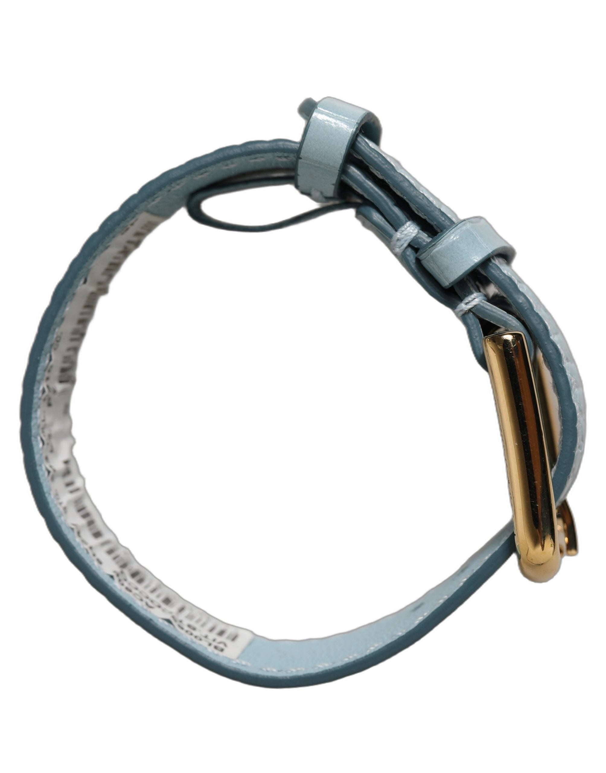 Dolce & Gabbana Blue Embossed Leather Belt Strap Bracelet