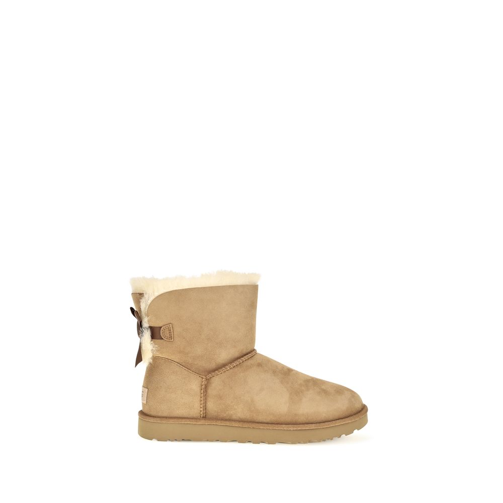 UGG Beige Sheepskin and Suede Ankle Boots