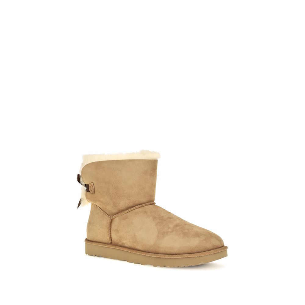UGG Beige Sheepskin and Suede Ankle Boots