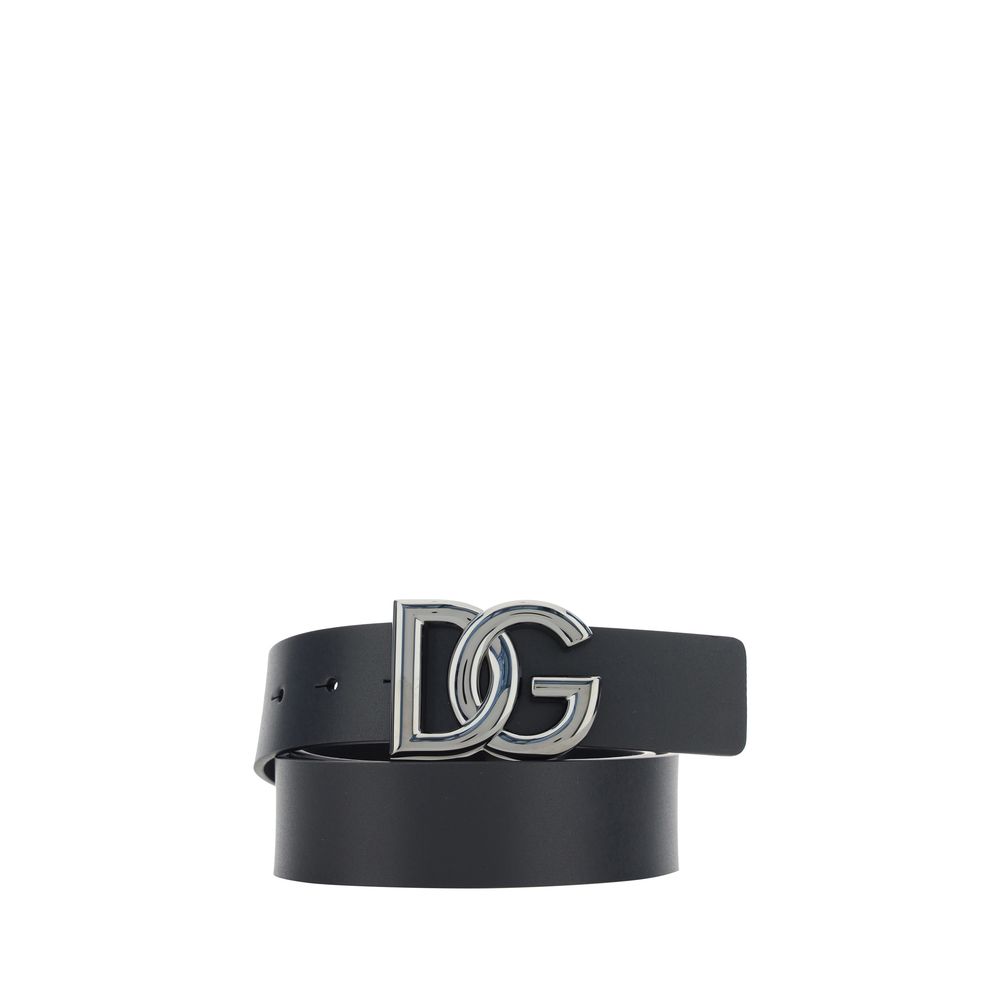 Dolce &amp; Gabbana Black Calf Leather Regular Belt