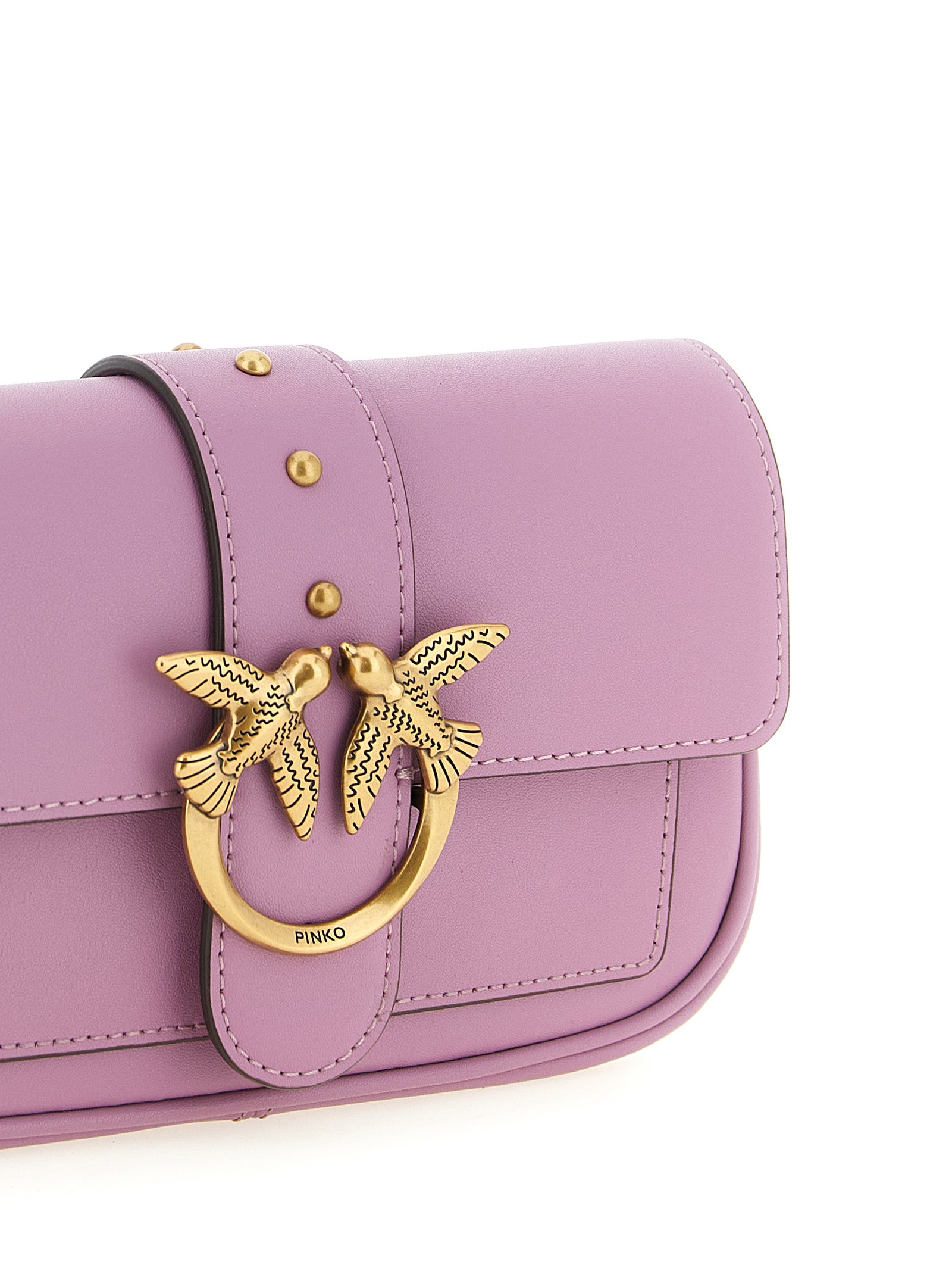 PINKO Pink Lambskin Crossbody Bag