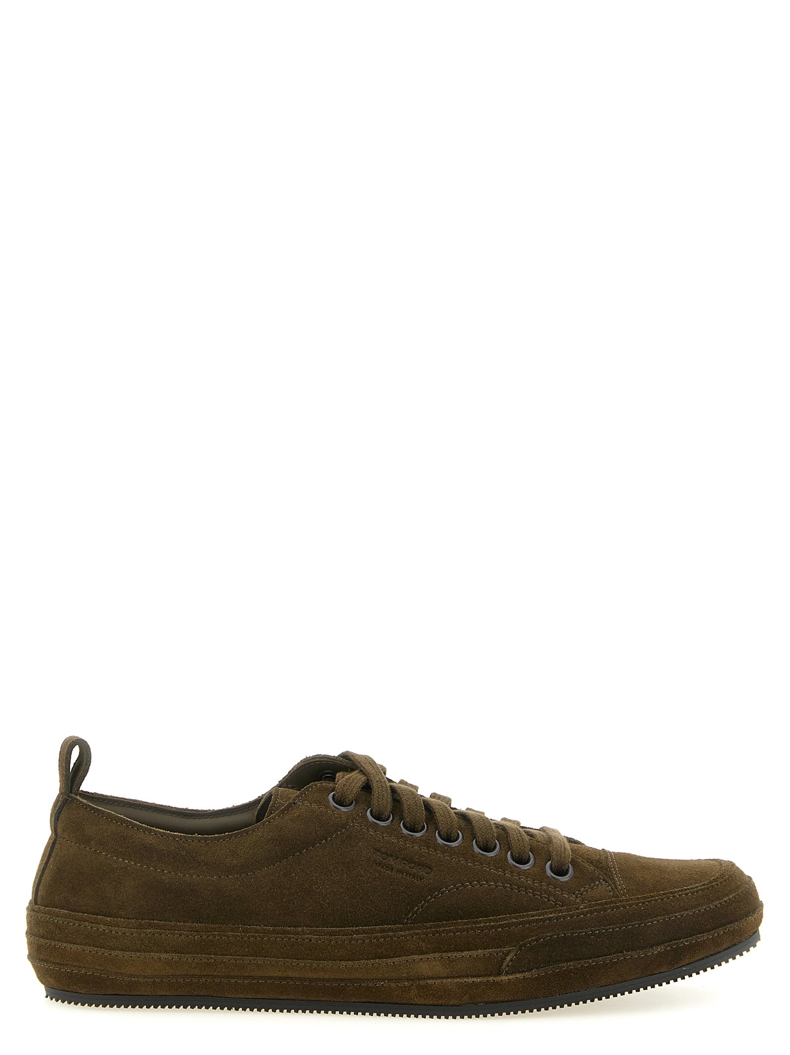 Tom Ford Olive Green Suede Low Top Sneakers