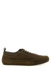 Tom Ford Olive Green Suede Low Top Sneakers