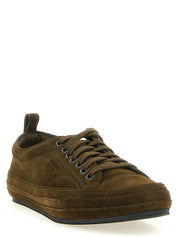 Tom Ford Olive Green Suede Low Top Sneakers
