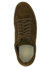 Tom Ford Olive Green Suede Low Top Sneakers